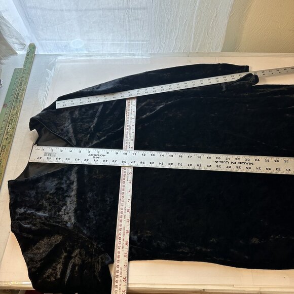 Adonna Black Velvet Long Sleeve Maxi House Dress Medium Zip Up Witchy Robe - Picture 5 of 7